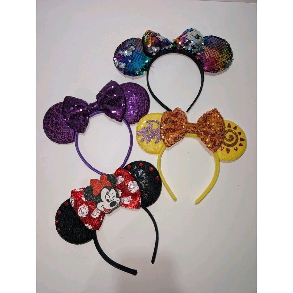Minnie Mouse Ears Lot Lion King Disney Sequin Headbands Bow